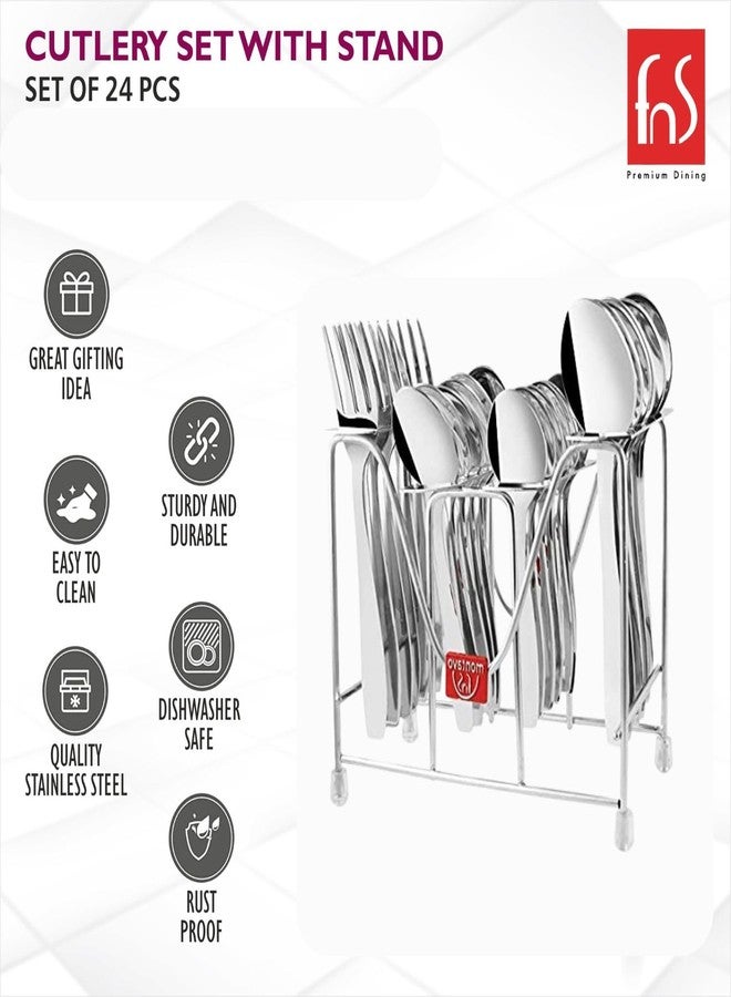 FNS Montavo by FnS Rio 24 Pcs Cutlery Set with Hanging Stand (6 Dinner Spoon, 6 Dinner Fork, 6 Teaspoon, 6 Baby Spoon & 1 Stand) - Image 3